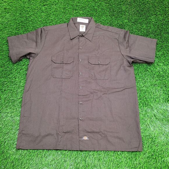 DICKIES Button Shirt XL 26x32 Brown Extra-Baggy - Picture 1 of 12